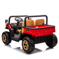 24V Xxxl Kids Ride On Utv W Parents Remote Control,Two Seater,Automatic Tipping Bucket,Rear Wheel Suspension,Slow Start,Portable Handle,Safety Belt,Led Light,Usb,Mp3,Bluetooth,Horn For Kids Aged 3 8. Red 50 99 Lbs Polypropylene