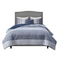 4 Piece Jacquard Quilt Set With Throw Pillow Navy King Cal King King Navy Polyester