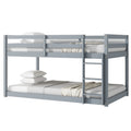 Solid Woodensolid Rubber Wooden Twin Over Twin Loft Bed With Ladder ,Upper And Bottom Bed Platforms Crafted With Strengthened Slats ,Grey Twin Grey Rubber Wood