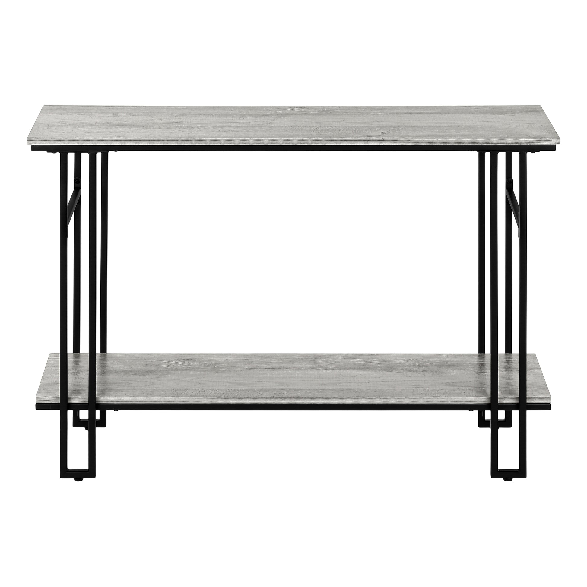 Accent Table, Console, Entryway, Narrow, Sofa, Living Room, Bedroom, Grey Laminate, Black Metal, Contemporary, Modern Grey Metal