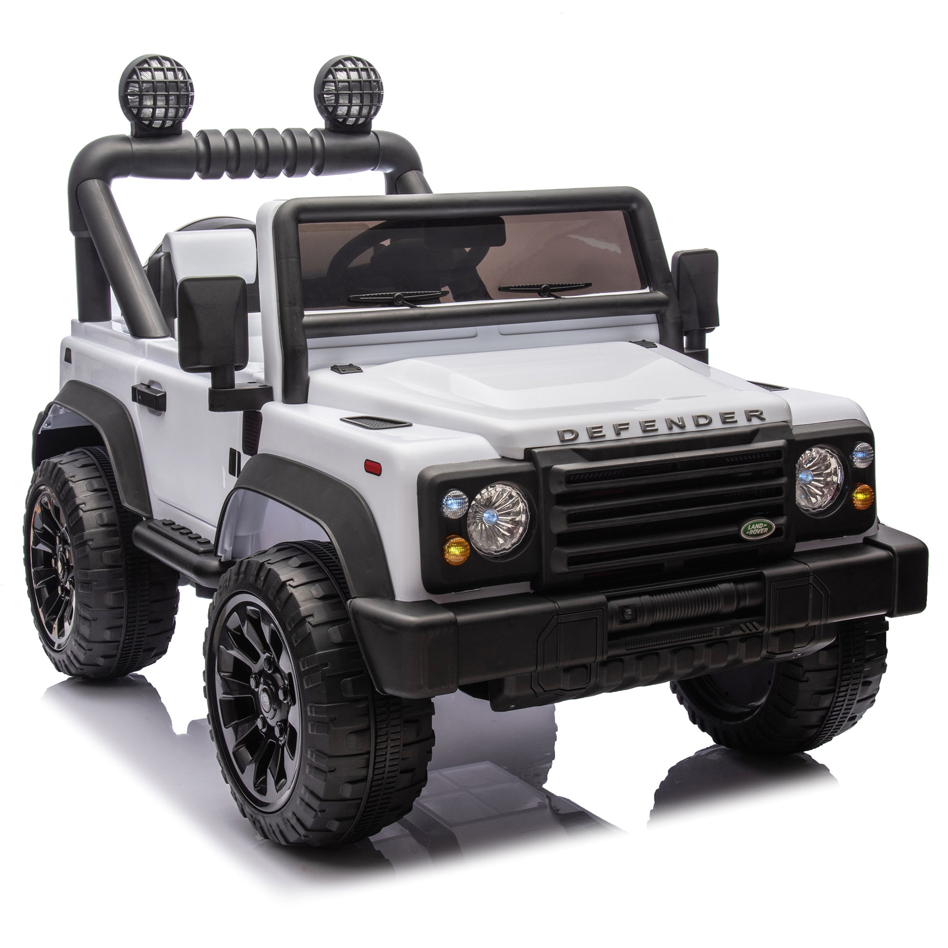 Licensed Land Rover Defender Volta 5008 24V Kids Ride On Car W Parents Control,2Wd,Four Wheel Suspension,Bluetooth,Mp3,Music,Adjustable Volume,Power Display,Led Lights,Speeds 1.86 3.11Mph For Kids 3 7 White Polypropylene