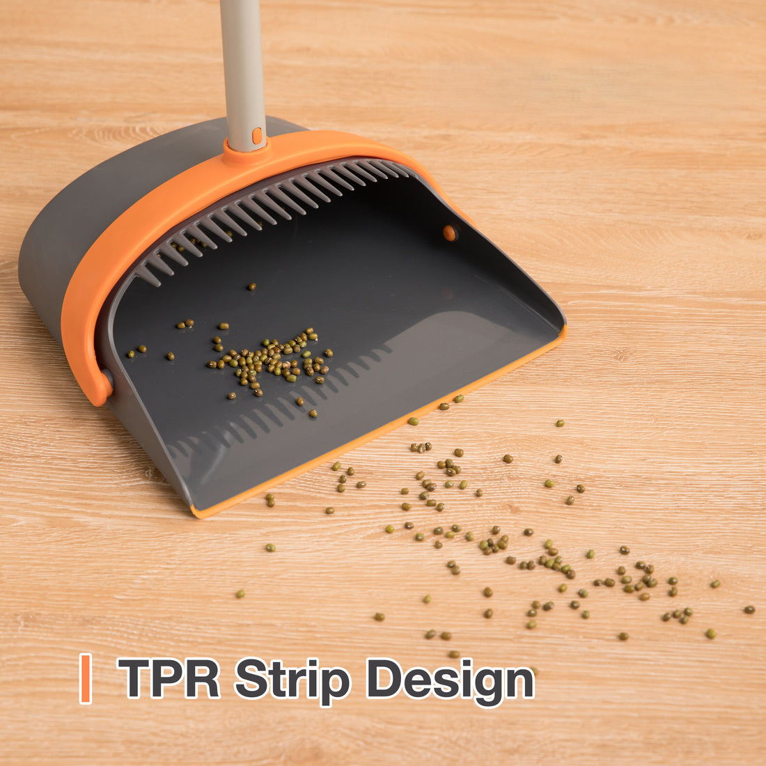 Efficient Home Cleaning Combo,Broom And Dustpan Set With 52 Inch Long Handle Sturdy, Easy Assembly Perfect For Floors, Kitchens, Bathrooms Orange Grey Orange Plastic