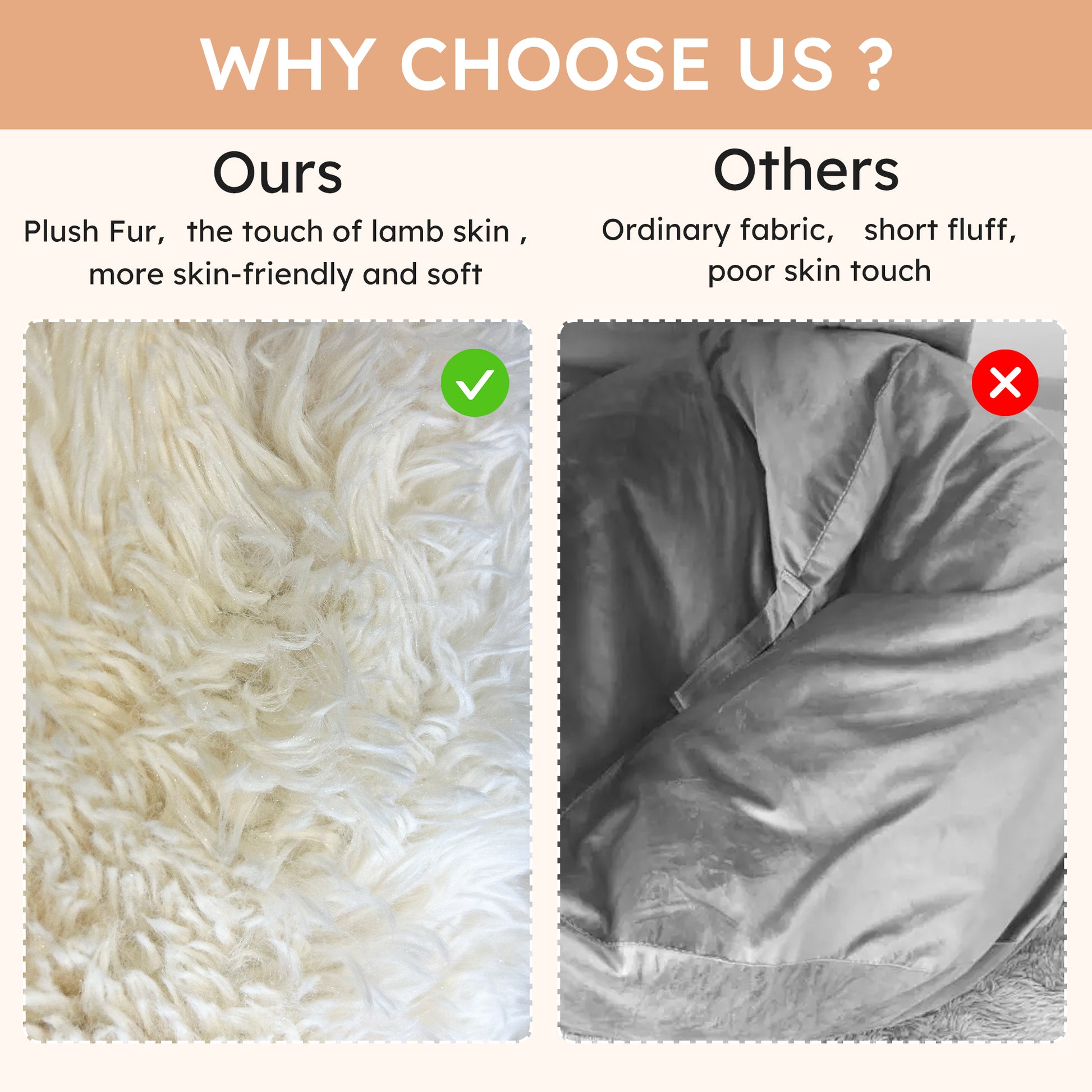 3 Ft Bean Bag Chairs For Adults Teens With Filling, Medium Bean Bag Sofa With Shredded Foam, Furniture Bag With Plush Fur Cover, Ivory White, 3 Foot White Plush