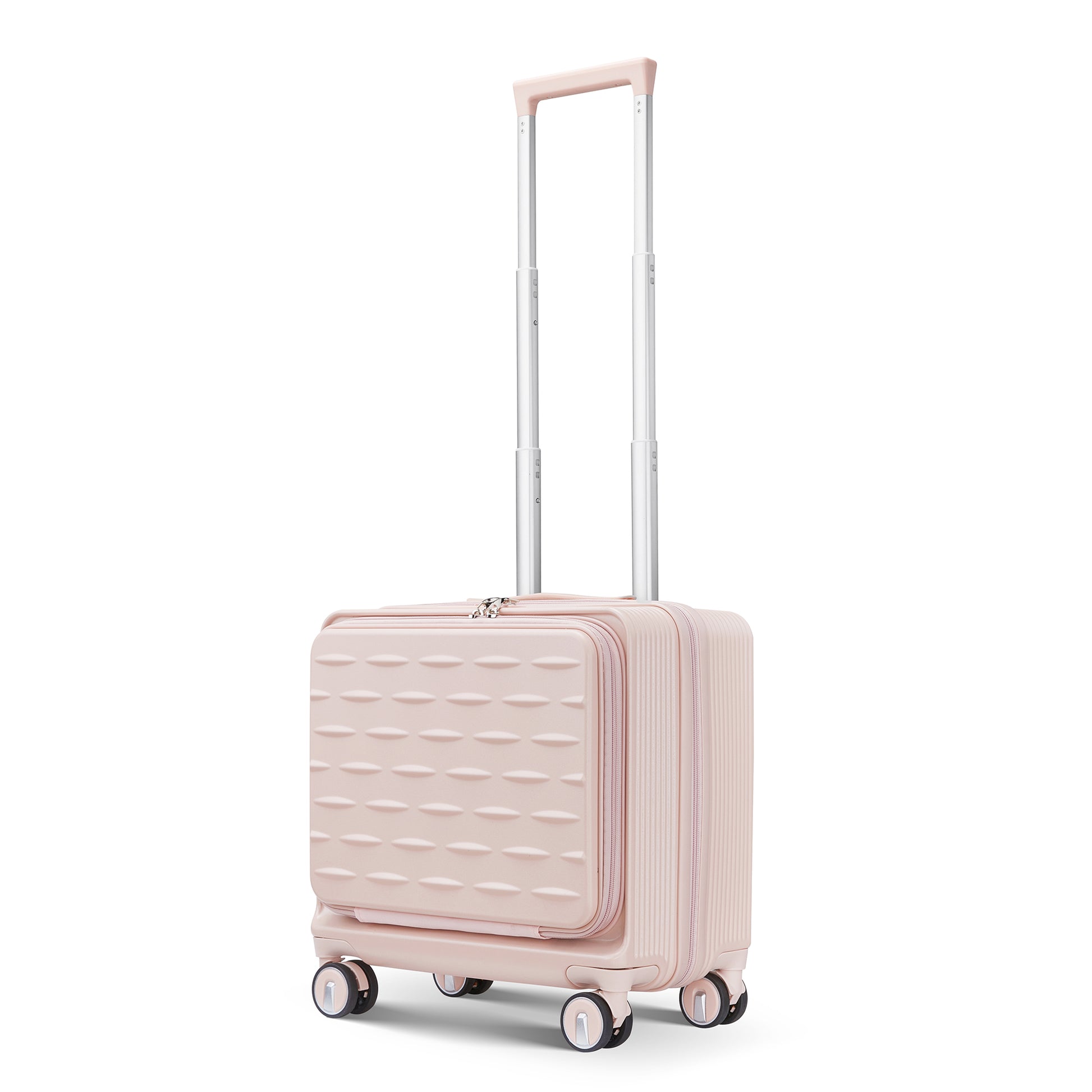18" Carry On Luggage With Front Open Door &Laptop Interlayer, Hard Shell Suitcase Built In Tsa Luggage Lock, Hardside Lightweight Pc Travel Suitcase For Women Men With Spinner Wheels Airline Approved Pink Pc