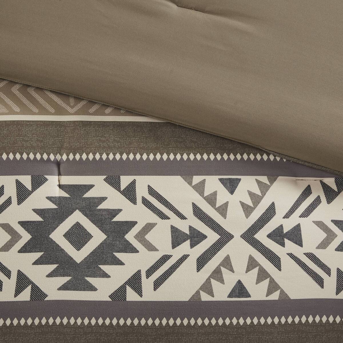 5 Piece Stripe Herringbone Comforter Set With Throw Pillows Brown Full Queen Brown Polyester