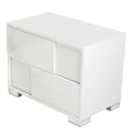 Cid Mina 24 Inch Nightstand, 2 Drawers, High Gloss Lacquer Finish, White White Wood