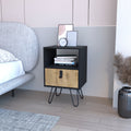Kimball Nightstand, Large Storage Design With Hairpin Legs, Drawer An Open Shelf Multicolor 1 Drawer Bedroom Open Storage Contemporary Pine Shelving Pine Particle Board Engineered Wood