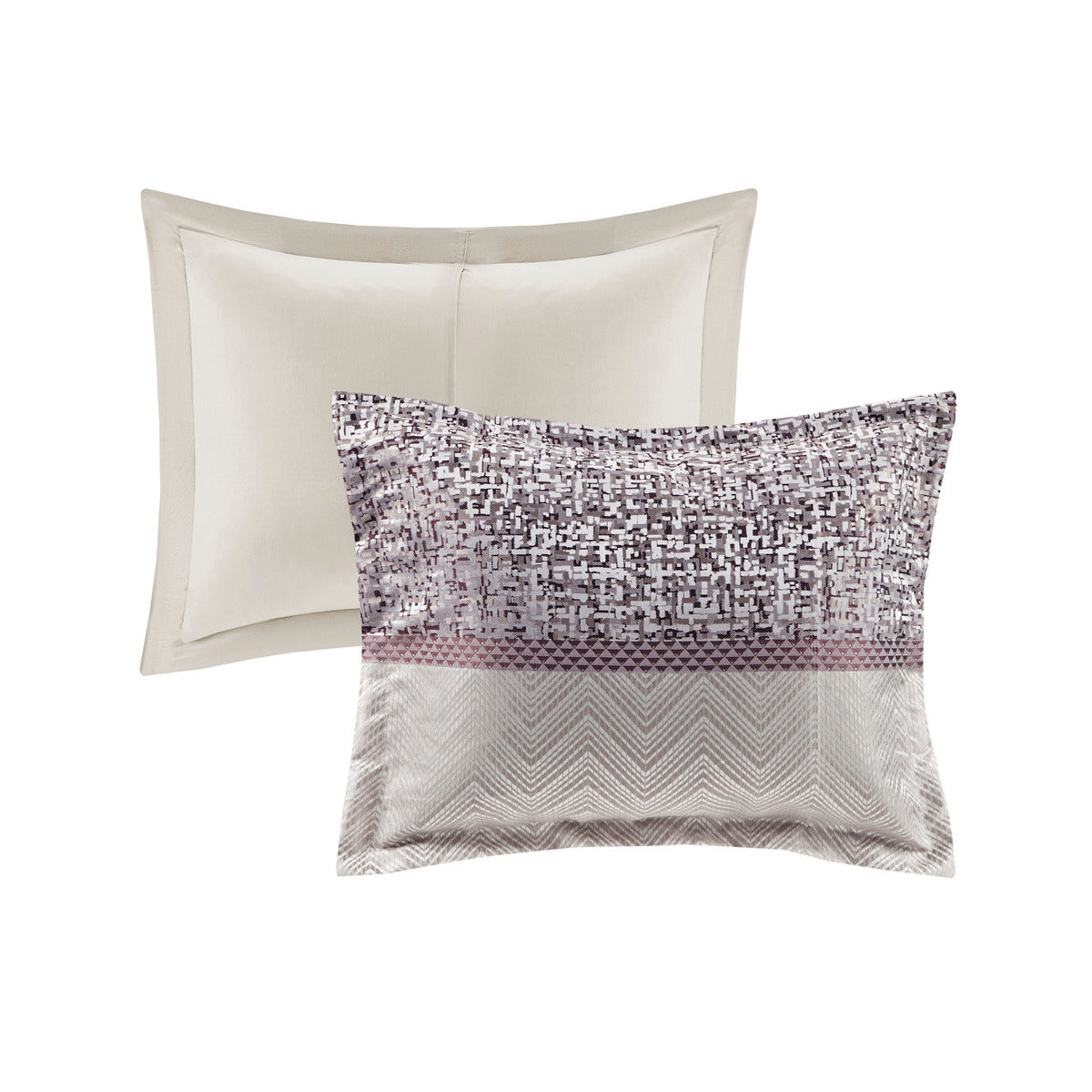 7 Piece Jacquard Comforter Set Purple Queen Queen Purple Polyester