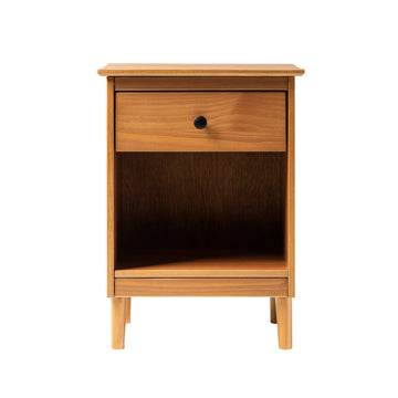 Classic 1 Drawer Solid Wood Nightstand With Cubby Caramel Caramel Mdf Pine