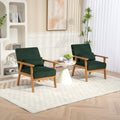 Leisure Chair With Solid Wood Armrest And Feet, Leisure Chair, Wood Frame, Velvet, Solid Rubber Wood Legs, Mid Century Modern Accent Chair, For Living Room Bedroom Studio Chair,Two Packs Emerald Corduroy
