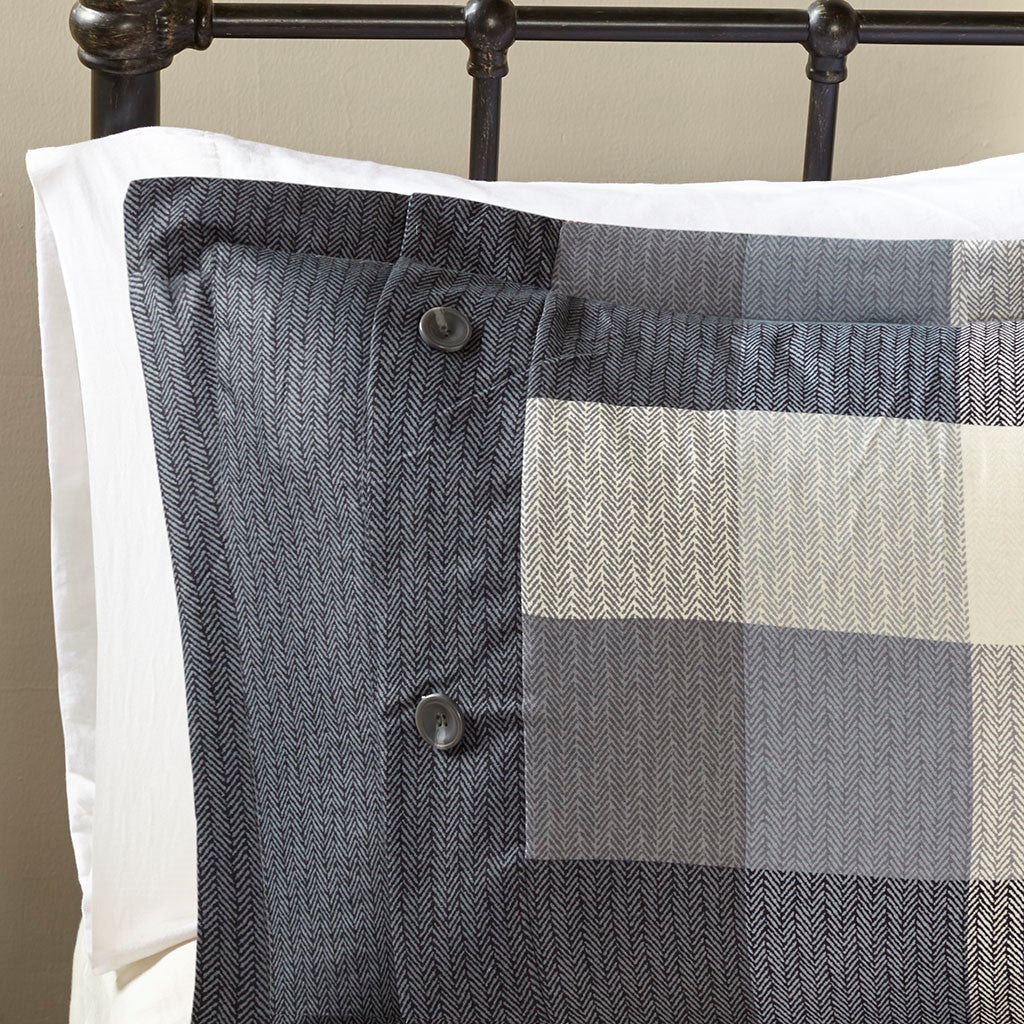 7 Piece Herringbone Comforter Set Grey King King Grey Polyester