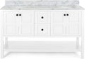 61'' Bathroom Vanity With Marble Top & Double Ceramic Sinks, 4 Doors, 2 Drawers, Open Shelf, White White Mdf