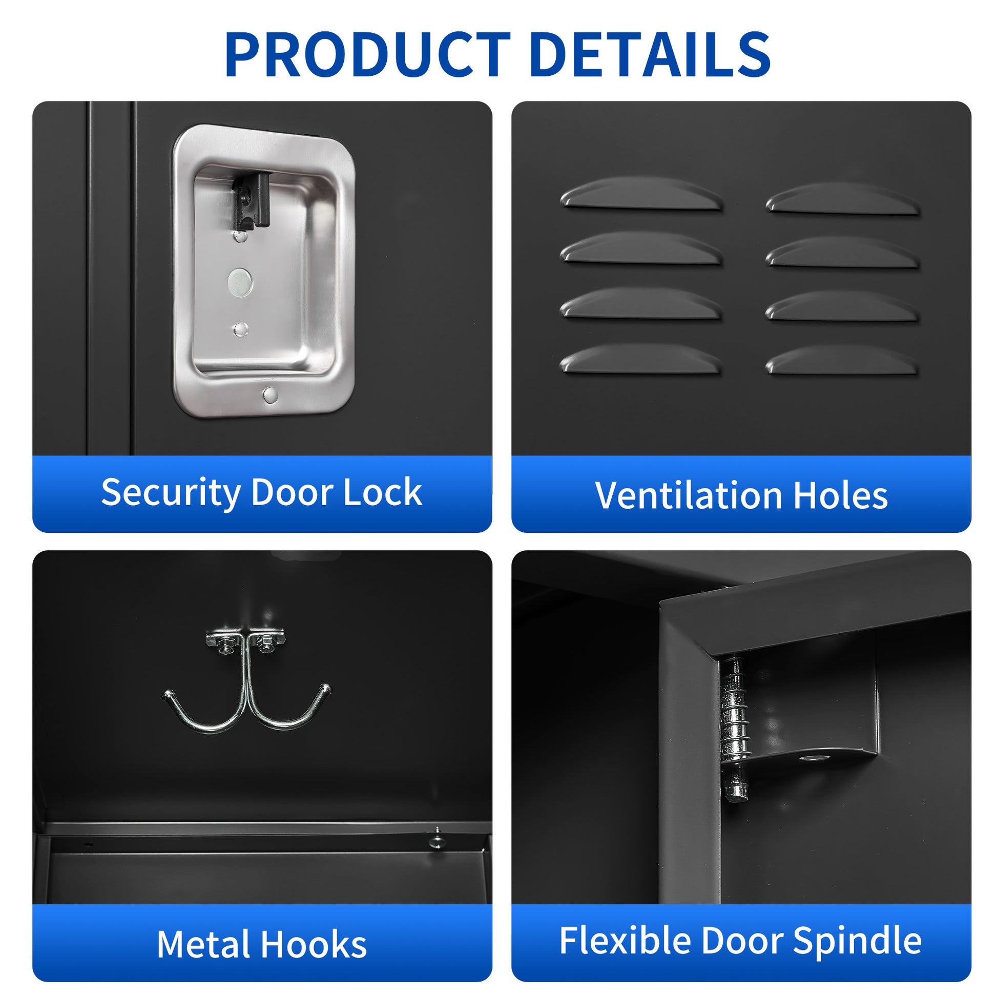 3 Door 72"H Metal Lockers With Lock For Employees,Storage Locker Cabinet For Home Gym Office School Garage,Black Freestanding 5 Or More Spaces Black Gym Door Locks Modern Metal Metal