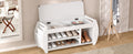 Retro Multifunctional Storage Bench With Cushion And Curved Side Panel For Entrance And Living Room Antique White Antique White Mdf