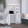 Maine Desk With Hutch And Shelves White Computer Desk Office Modern Freestanding Rectangular Shelves Desk Rectangular Particle Board Engineered Wood