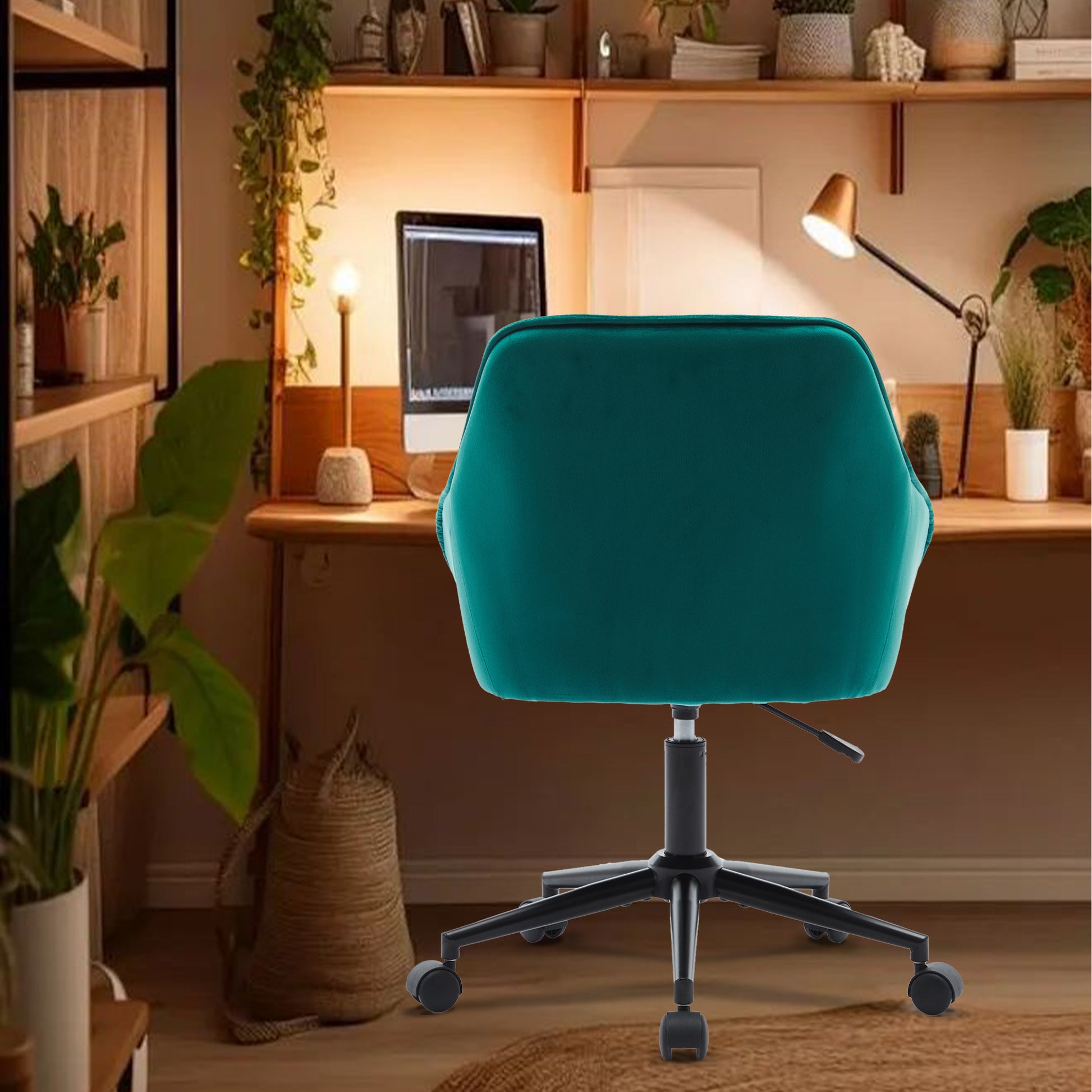 Elegent Velvet Office Chair With Wheels, Makeup Vanity Chair Height Adjustable For Teens Women Girls, Comfy Swivel Modern Leisure Armchair For Home Office, Bedroom, Study And Vanity. Green Green Primary Living Space Luxury,Modern Foam Iron