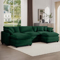 Oversized Modular Cushion Sofa, Portable Ottoman, L Shaped Corner Low Back Deep Seating Spacious Sofa Set And Sofa Bed For Home Apartment Living Room Set, Green Corduroy Green Corduroy 3 Seat