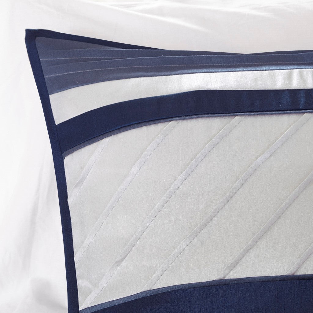 7 Piece Comforter Set Navy King King Navy Polyester