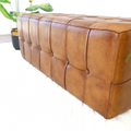 Benjiro Tan Leather Bench Brown,Rustic Brown Genuine Leather Brown Mid Century Modern Foam Genuine Leather,Solid Wood