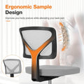 Low Back Mesh Armless Office Chair,Swivel Rolling Computer Chair No Arms With Lumbar Support, Grey Grey Metal
