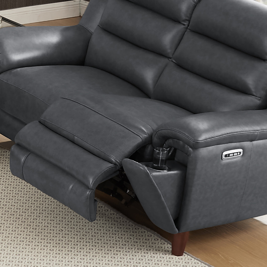 Dream Power Headrest Zero Gravity Reclining Loveseat Steel Gray Memory Foam Genuine Leather