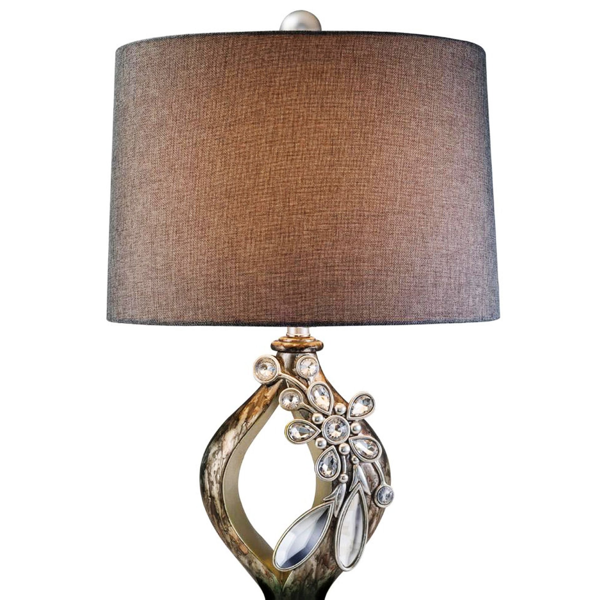 28.25" Tall Polyresin Table Lamp "Balleria", Crystal And Glass Accent Multicolor Metal