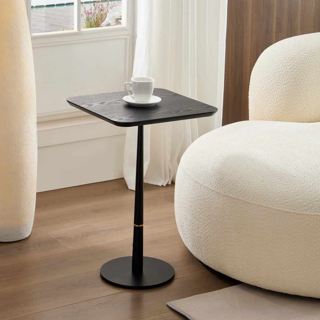 Mdf With Metal Feet, Square, Located In Living Space And Lounge Area, Coffee Table, Computer Desk, Black, 15.74"D X23.77"H Black Gold Primary Living Space Casual,Chinese Freestanding Coffee & End