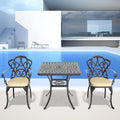Cushions In Random Colors 3 Piece Set Of Cast Aluminum Patio Furniture With Cushions Yes Dining Set Black Seats 2 Rust Resistant Frame Water Resistant Cushion Garden & Outdoor Complete Patio Sets Aluminium