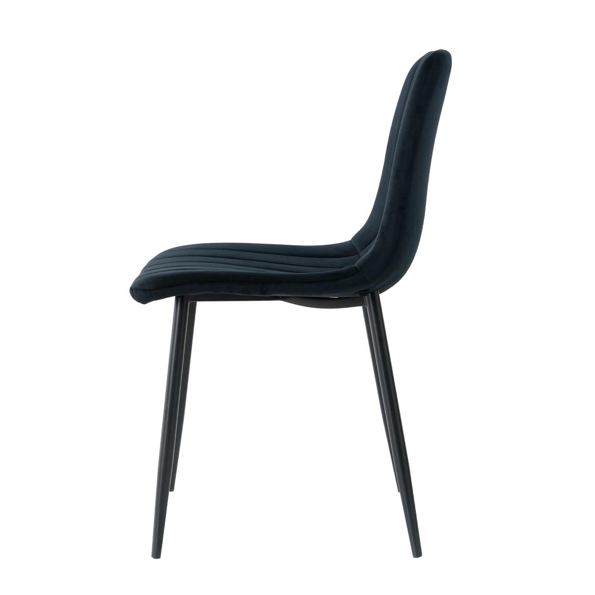 Indoor Black Velvet Dining Chair, Modern Kitchen Dining Chair With Cushion Back, Upholstered Side Chair With Black Coated Metal Legs, Family Kitchen Dining Room And Living Room Set Of 4 Metal Black
