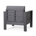 Outdoor Acacia Wood Club Chairs With Cushions, Dark Gray, 27.75