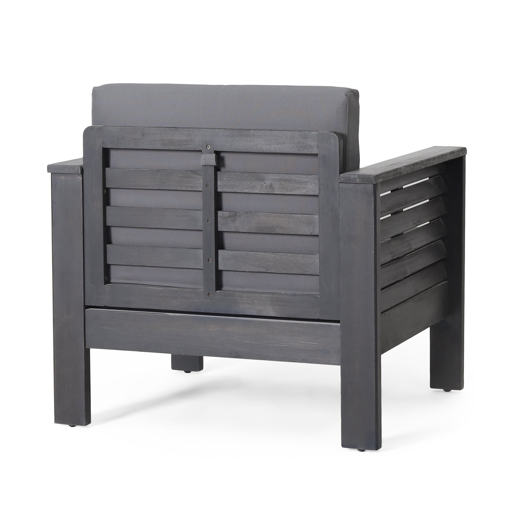 Outdoor Acacia Wood Club Chairs With Cushions, Dark Gray, 27.75"D X 32"W X 27.75"H Yes Grey Foam Acacia Wood
