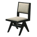 Contemporary Black Color 2Pc Dining Side Chairs Light Gray Fabric Upholstered Chairs Arms Dining Room Rubberwood Black Dining Room Contemporary Dining Chairs Rubberwood Solid Back Set Of 2