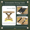 Functional Furniture Retro Style Dining Table Set With Extendable Table And 4 Upholstered Chairs For Dining Room And Living Room Natural Wood Wash Natural Wood Wash Solid Wood