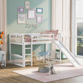 Twin Size Loft Bed With Slide And Ladder, White Old Sku: Lt000504Aak White Solid Wood