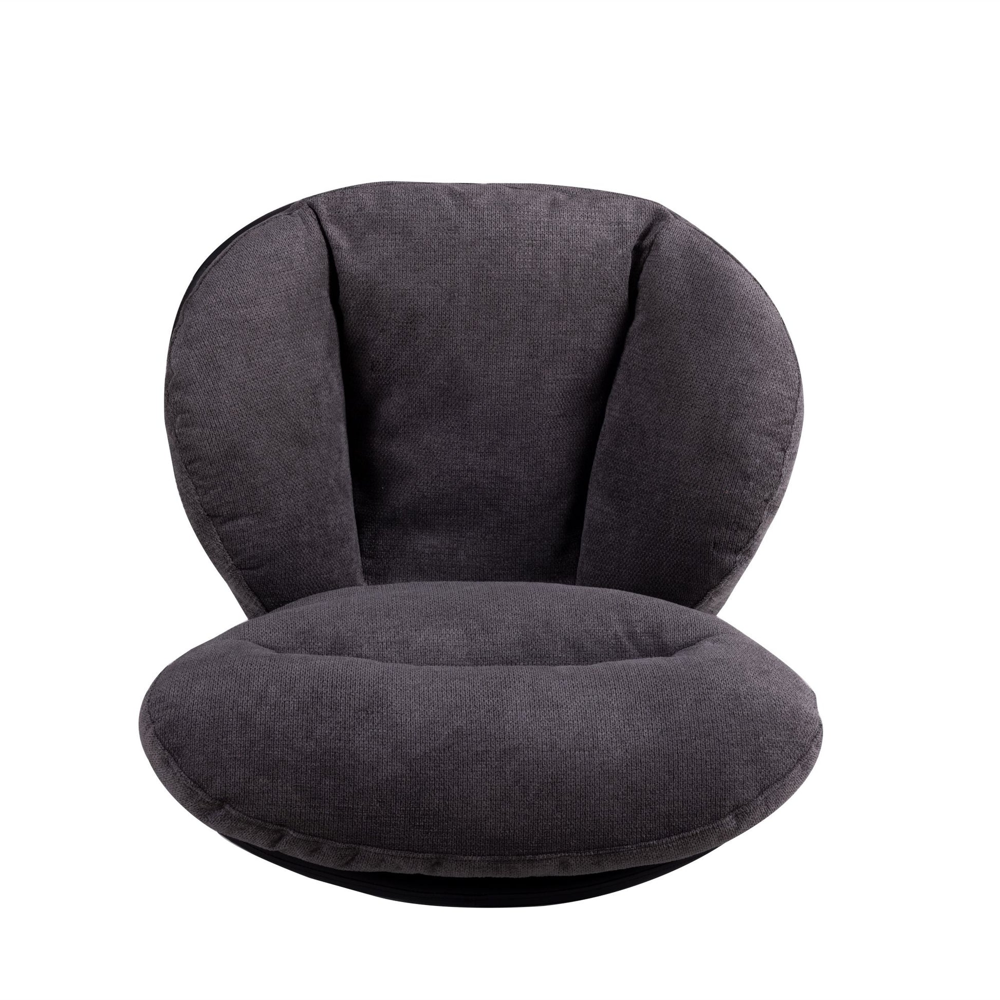 360 Swivel Accent Chair, Modern Chenille Lounge Chair With Faux Leather And Black Metal Base Frame, Comfortable Reading Chair For Small Spaces, Living Room, Bedroom, Reading Corner, Office, Dark Gray Black,Dark Gray Brown Primary Living Space