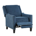 Modern Home Furniture Reclining Chair 1Pc Blue Textured Fabric Upholstered Trim Solid Wood Frame Self Reclining Motion Chair Blue Polyester Wood Modern Solid Wood