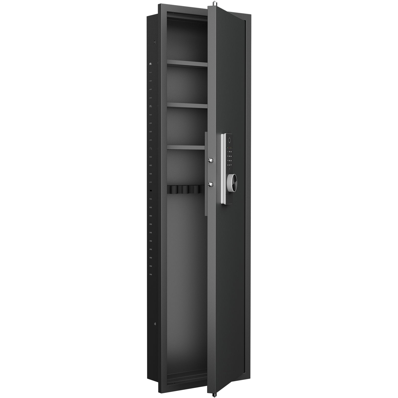 Fingerprint Touch Panel In Wall Safe,Hidden Wall Safe For Rifles And Pistols With Adjustable Shelves,Assembled Storege Safe For Firearm And Valuables Black Fingerprint Black Steel