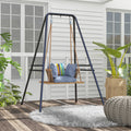 Outsunny A Shaped Hammock Chair Stand, Heavy Duty Swing Stand For Indoor & Outdoor Use, Max 330 Lbs., Black Black Steel