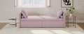Modern Upholstered Chaise Lounger Daybed Small Single Daybed With 2 Drawers, No Mattress Needed, Perfect For Living Rooms & Home Office, Linen Fabric, Pink Pink Linen