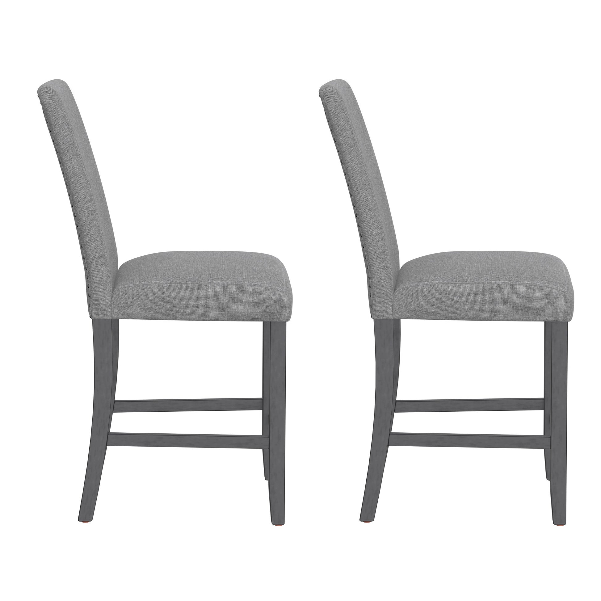 Zeph Gray Upholstered Barstools, Set Of 2 Gray Engineered Wood