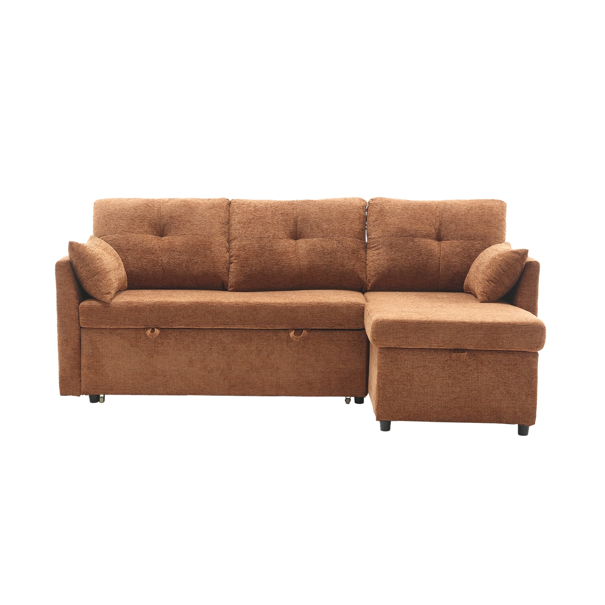 United We Win Furniture, Modular L Shaped Sofa, Modular Long Sofa With Reversible Chaise Lounge, Sofa Bed, Sleeper Sofa, Modular Sofa Combination With Storage Seats. Brown Chenille 3 Seat