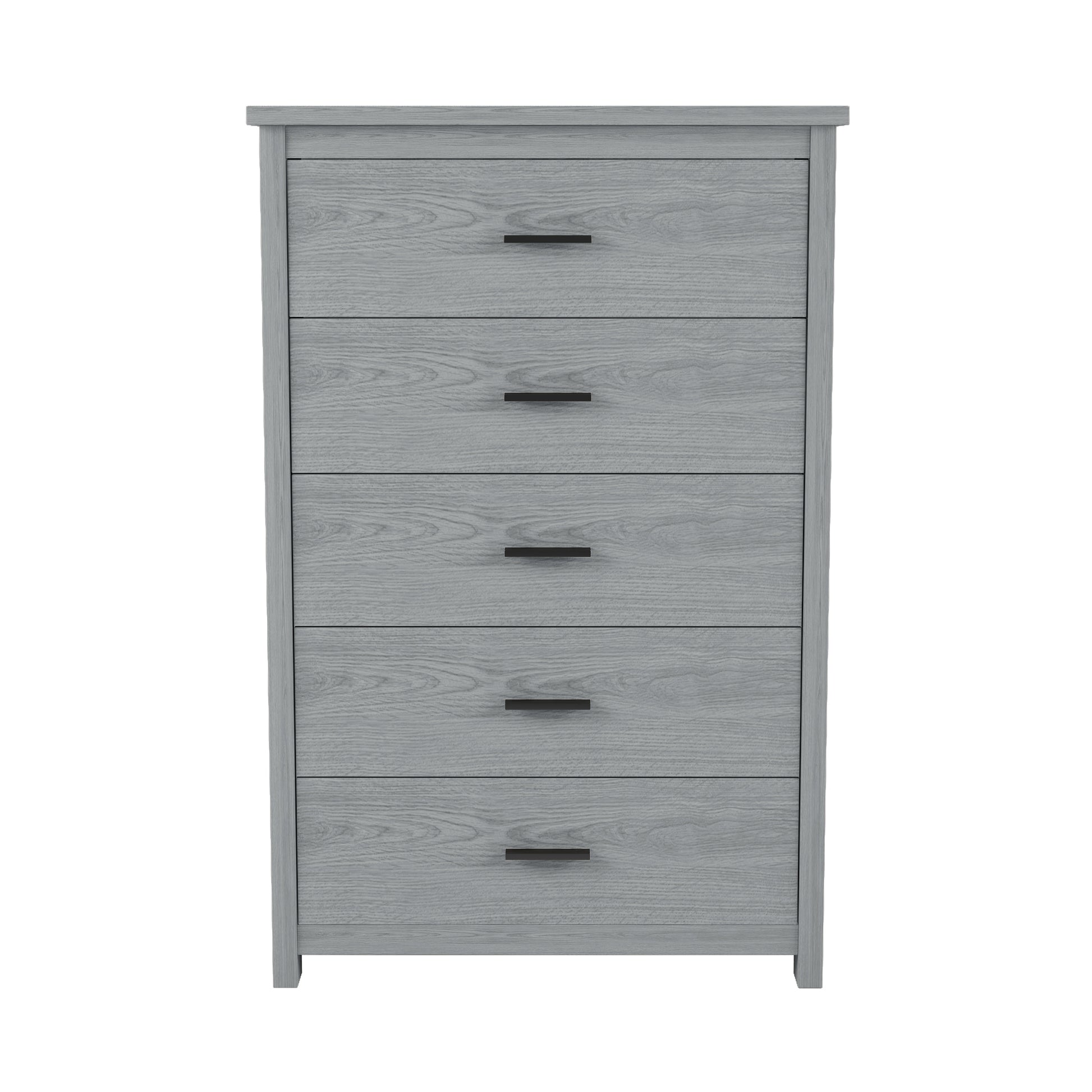 Retro American Country Style Wooden Dresser With 5 Drawer, Storage Cabinet For Bedroom, Light Gray Light Gray Particle Board Mdf