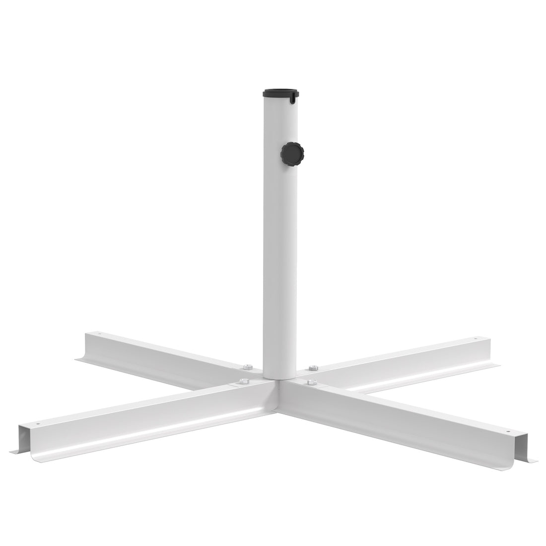 Outsunny Outdoor Universal Cross Brace Stand For Small Offset Umbrella Or Large Market Umbrella, Cross Umbrella Base For Patio Umbrella, White White Steel