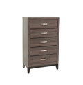 Bedroom Furniture Rustic Grey Oak Simple 1Pc Tall Chest 5 Drawers Storage Solidwood Chest Gray Bedroom Modern,Transitional Pine Particle Board Mdf,Solid Wood