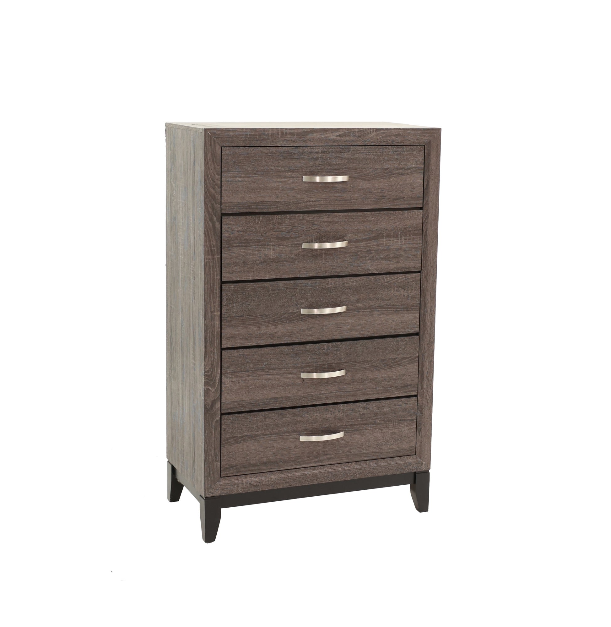 Bedroom Furniture Rustic Grey Oak Simple 1Pc Tall Chest 5 Drawers Storage Solidwood Chest Gray Bedroom Modern,Transitional Pine Particle Board Mdf,Solid Wood