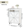 Farmhouse Shoe Storage Cabinet With Barn Door Design, Shoe Organizer With 2 Flip Drawers, Freestanding Narrow Shoe Rack Cabinet With Open Storage For Entryway,Foyer,Hallway, Antique White Freestanding 1 2 Drawers Barn Door Antique White Primary Living