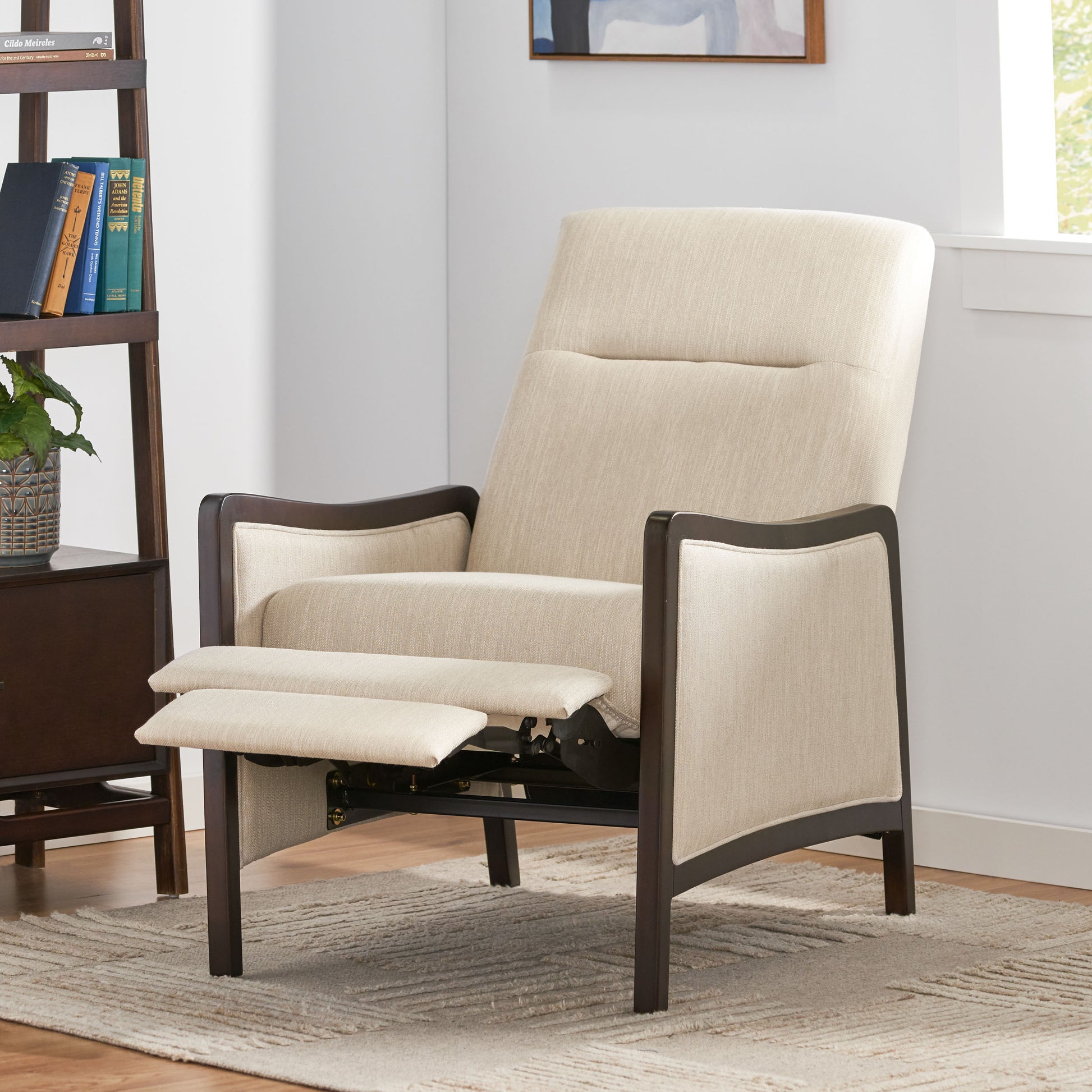 Recliner Chair Beige Fabric