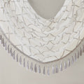 Diamond Sheer Embroidered Waterfall Valance White Grey 38X46