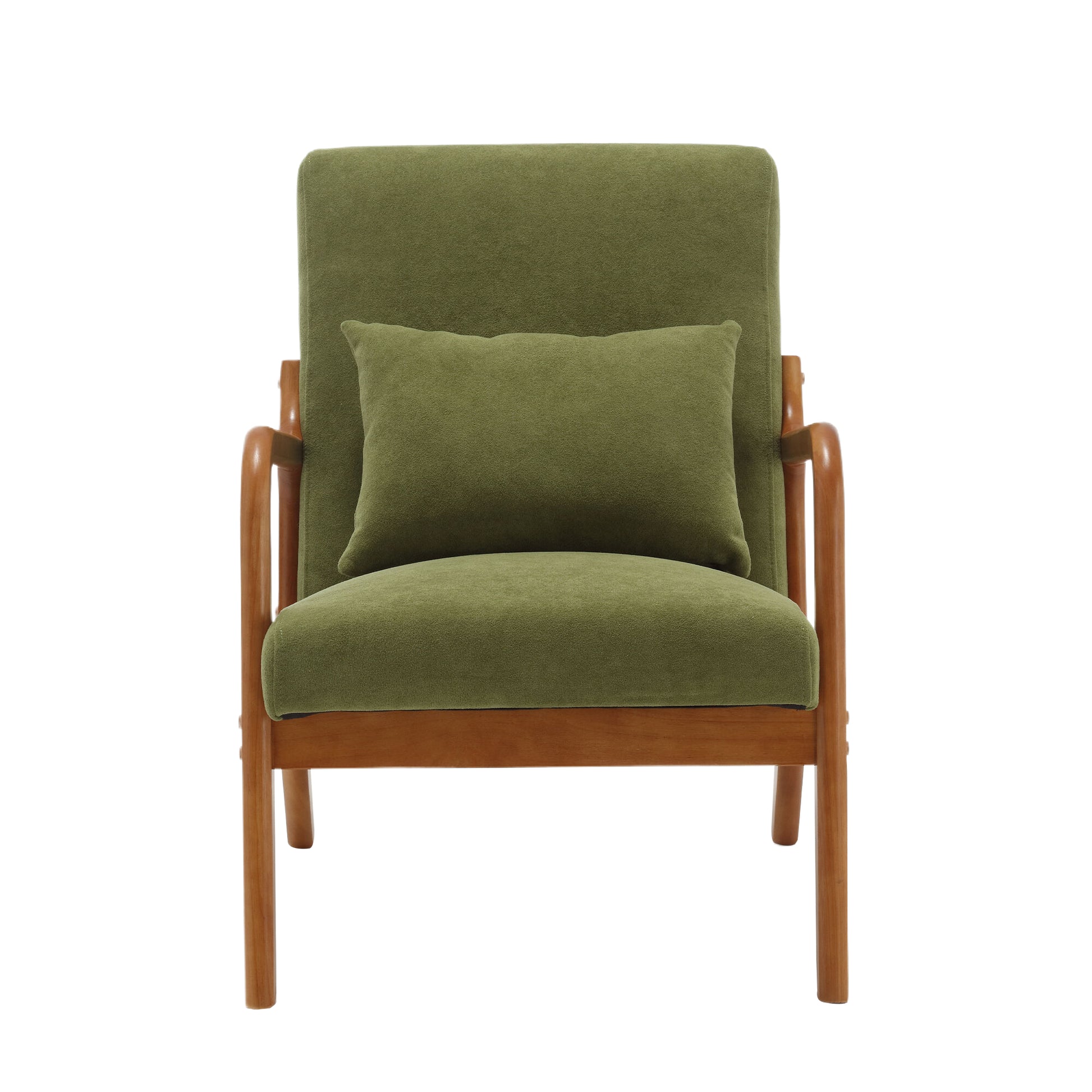 Coolmore Modern Accent Chair, Solid Wood Padding Lounge Armchairs With One Pillow For Living Room, Bedroom, Guest Room Green Green Rubberwood Foam Velvet