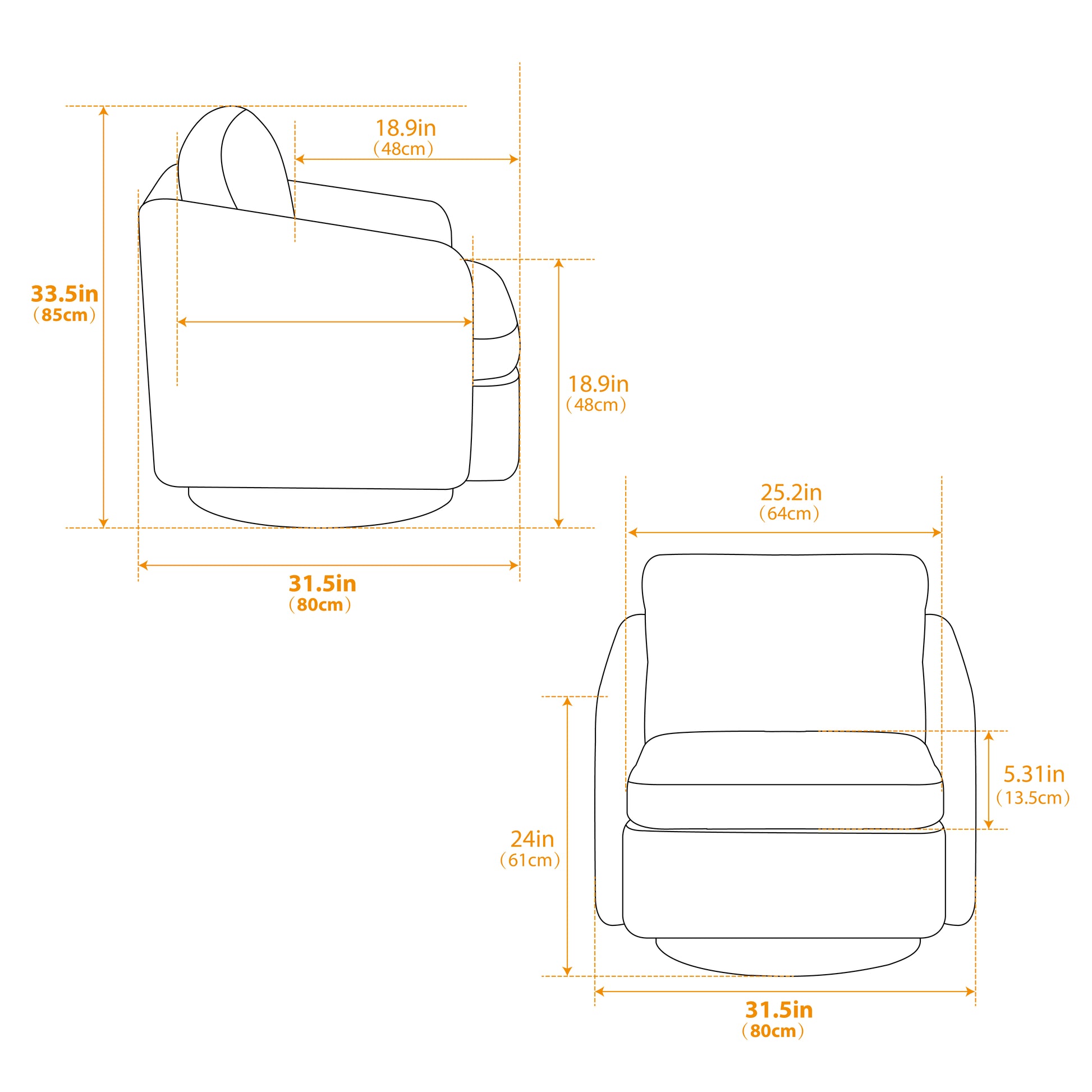 31.5"W Swivel Accent Chair And Comfy Round Accent Single Sofa Chair, 360 Degree Club Chair, Lounge Armchair For Living Room,Bedroom.Nursery.White Black Chenille White Black Chenille